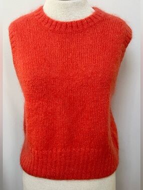 COS Orange Mohair Wool Sweater Vest L Enid Sinclair Wednesday Fuzzy Knit